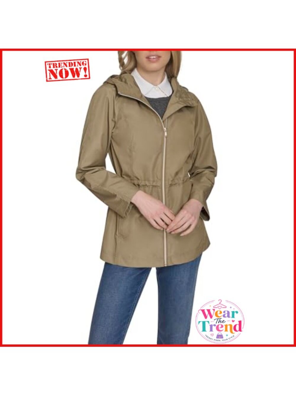 Cole Haan Women's Packable Rain Jacket Long Sleeve Casual